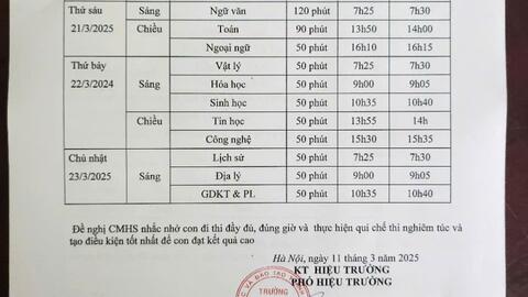 LỊCH THI KHẢO SÁT HỌC SINH KHỐI 11, 12 NĂM HỌC 2024-2025